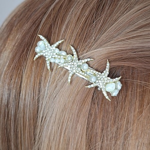 Silver starfish hair clip, Beach wedding, Mermaid hair accessory, Starfish accessories,Mermaid hair pin, bridal aligator hair clip,Headpiece