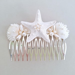 Seashell hair comb, Beach wedding,Beach hair accessory,Seashell Hair accessories,Mermaid hair comb,Starfish,shell bridal hair comb,Headpiece image 1