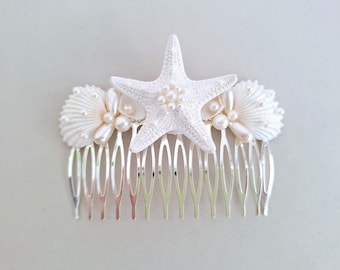 Seashell hair comb, Beach wedding,Beach hair accessory,Seashell Hair accessories,Mermaid hair comb,Starfish,shell bridal hair comb,Headpiece