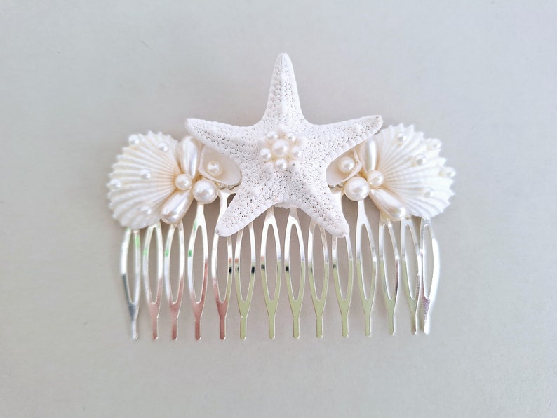 Seashell hair comb, Beach wedding,Beach hair accessory,Seashell Hair accessories,Mermaid hair comb,Starfish,shell bridal hair comb,Headpiece image 1