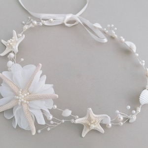 Starfish Hair Vine, Beach Wedding, shell Hair Accessories, Mermaid Headpiece, beach Tiara, Starfish headband, Seashell Headband, shell crown image 1