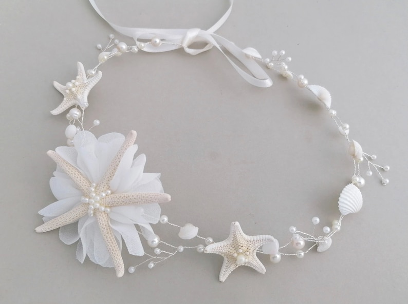 Starfish Hair Vine, Beach Wedding, shell Hair Accessories, Mermaid Headpiece, beach Tiara, Starfish headband, Seashell Headband, shell crown image 1