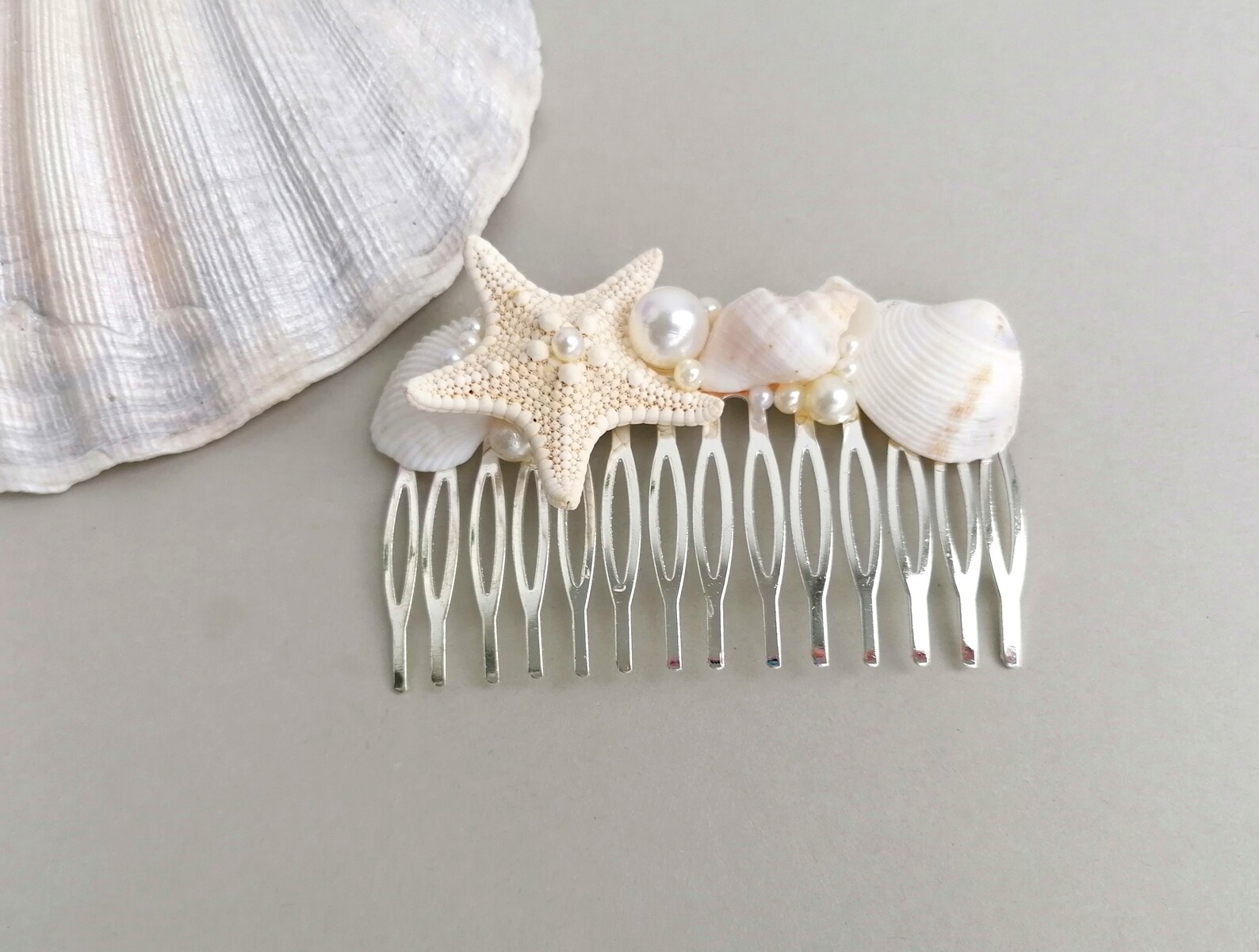Seashell Hair Comb Beach Weddingbeach Hair Etsy