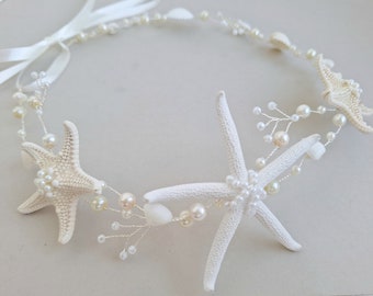 Seashell Hair Vine, Beach Wedding, starfish Hair Accessories, Mermaid Headpiece, beach, Starfish headband, Seashell Headband, shell crown