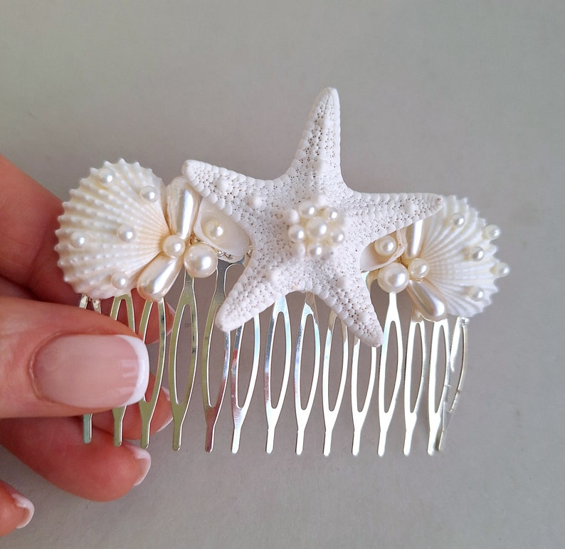 Seashell hair comb, Beach wedding,Beach hair accessory,Seashell Hair accessories,Mermaid hair comb,Starfish,shell bridal hair comb,Headpiece image 3