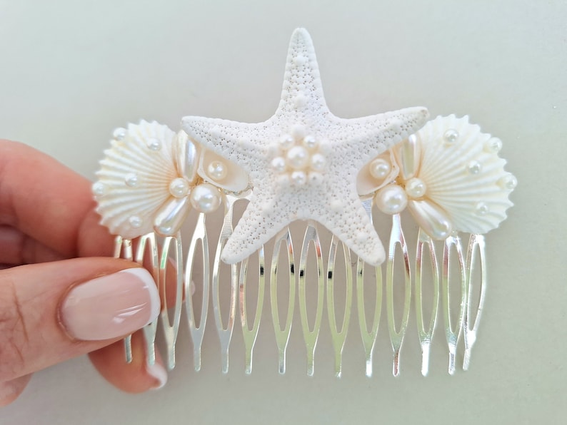 Seashell hair comb, Beach wedding,Beach hair accessory,Seashell Hair accessories,Mermaid hair comb,Starfish,shell bridal hair comb,Headpiece image 5