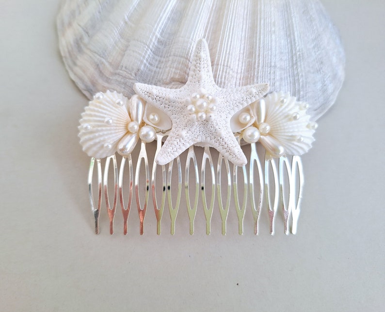 Seashell hair comb, Beach wedding,Beach hair accessory,Seashell Hair accessories,Mermaid hair comb,Starfish,shell bridal hair comb,Headpiece image 4