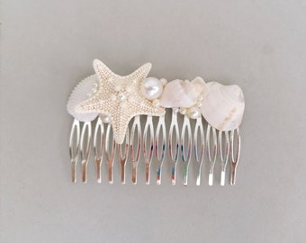 Seashell hair comb, Beach wedding,Beach hair accessory,Seashell Hair accessories,Mermaid hair comb,Starfish,shell bridal hair comb,Headpiece