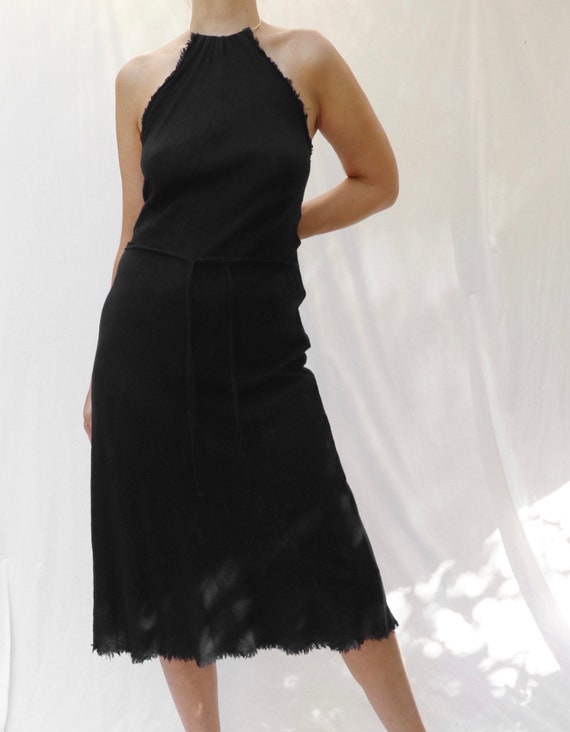 vintage 90s bias cut minimalist backless halter mi