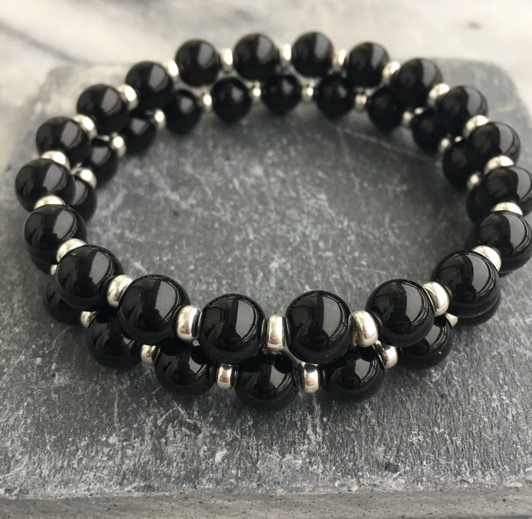 Black Onyx Posh Power Bracelet With Sterling Silver. Free
