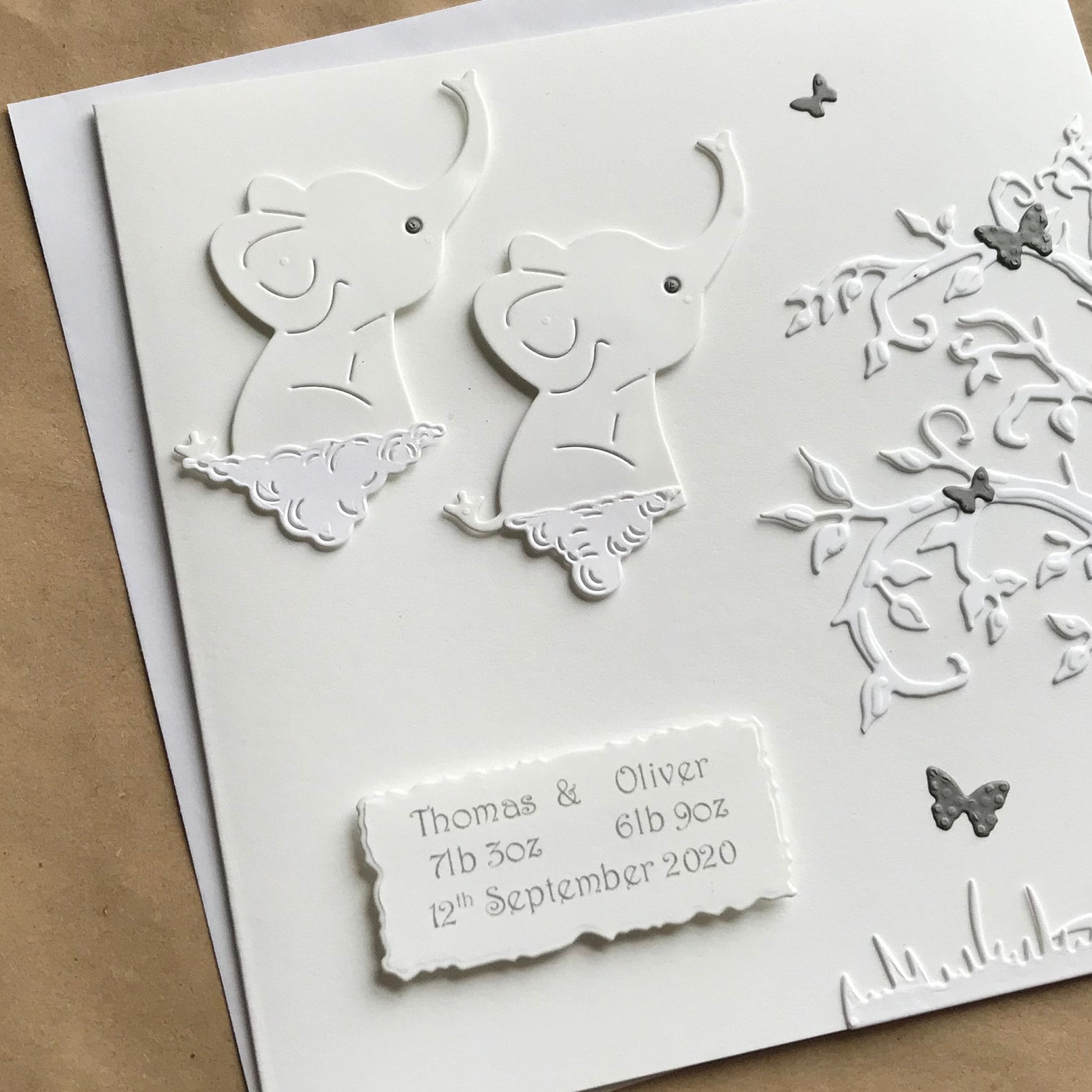 Twins card personalised twins card baby handmade new | Etsy
