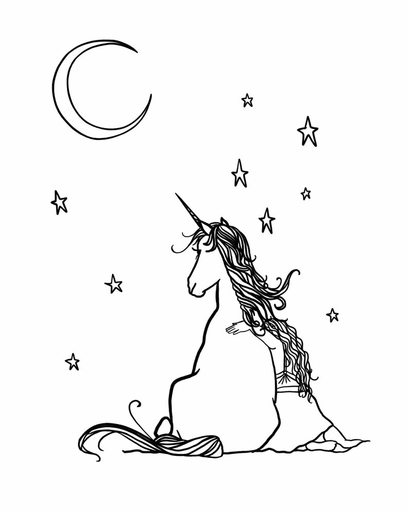 Printable Unicorn Art / Girl's Room decor / Download Art / DIY printing / magical friendship / hand drawn horse / gift for girls / BFF image 4
