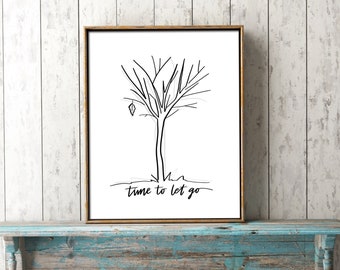 Printable Autumn Tree Lettering Art / Quote Prints Download / Hand Lettering / Fall Wall Decor / DIY PDF Printing / Leaves / Hand Drawn