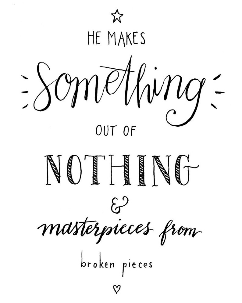 Something Out Of Nothing: hand lettered PRINTABLE INSTANT DOWNLOAD 6 color versions included image 2