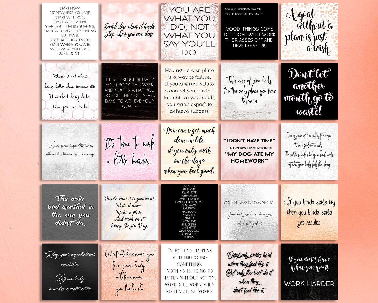 50 fitness quotes for your vision board printable quotes etsy