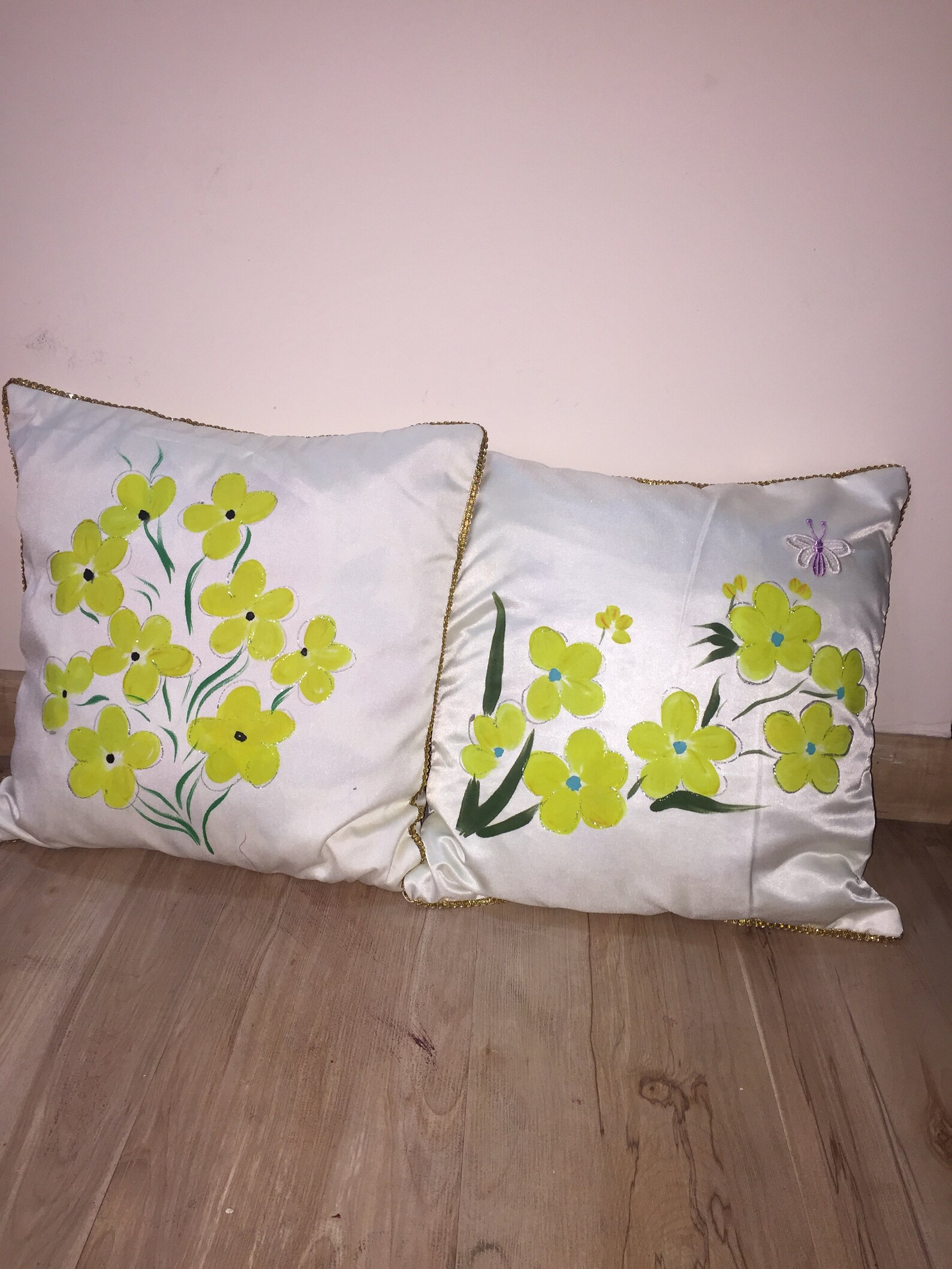 Hand painted silk cushion Etsy