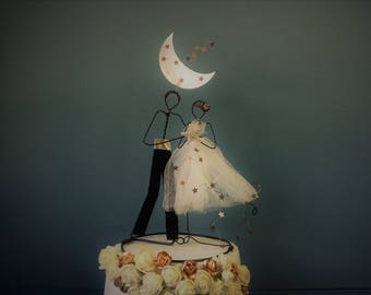 Custom wedding cake topper, Wire cake topper figurine, Wedding decoration, Personalized cake topper, Bride and groom cake topper, Cake decor