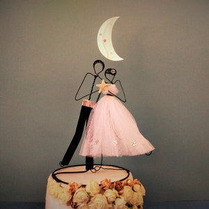 Custom wedding cake topper, Wedding wire cake topper figurine, Vintage, Personalized cake topper, Bride and groom topper, Rustic cake topper