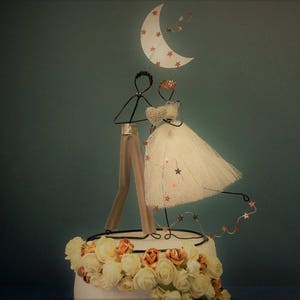 Custom wedding cake topper, Wire cake topper figurine, Wedding decoration, Personalized cake topper, Bride and groom cake topper, Cake decor