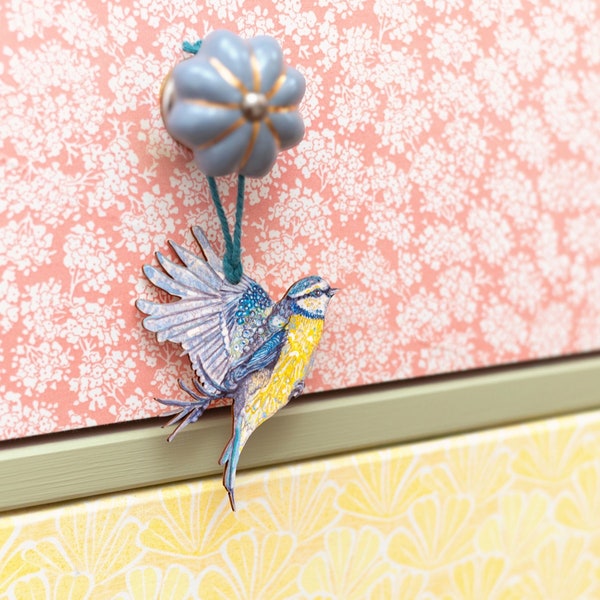 BLUETIT Of PEACE || Hanging decoration || Birds in Flight Decoration || Garden Bird Ornament || Lasercut Ply Bluetit || A Charm