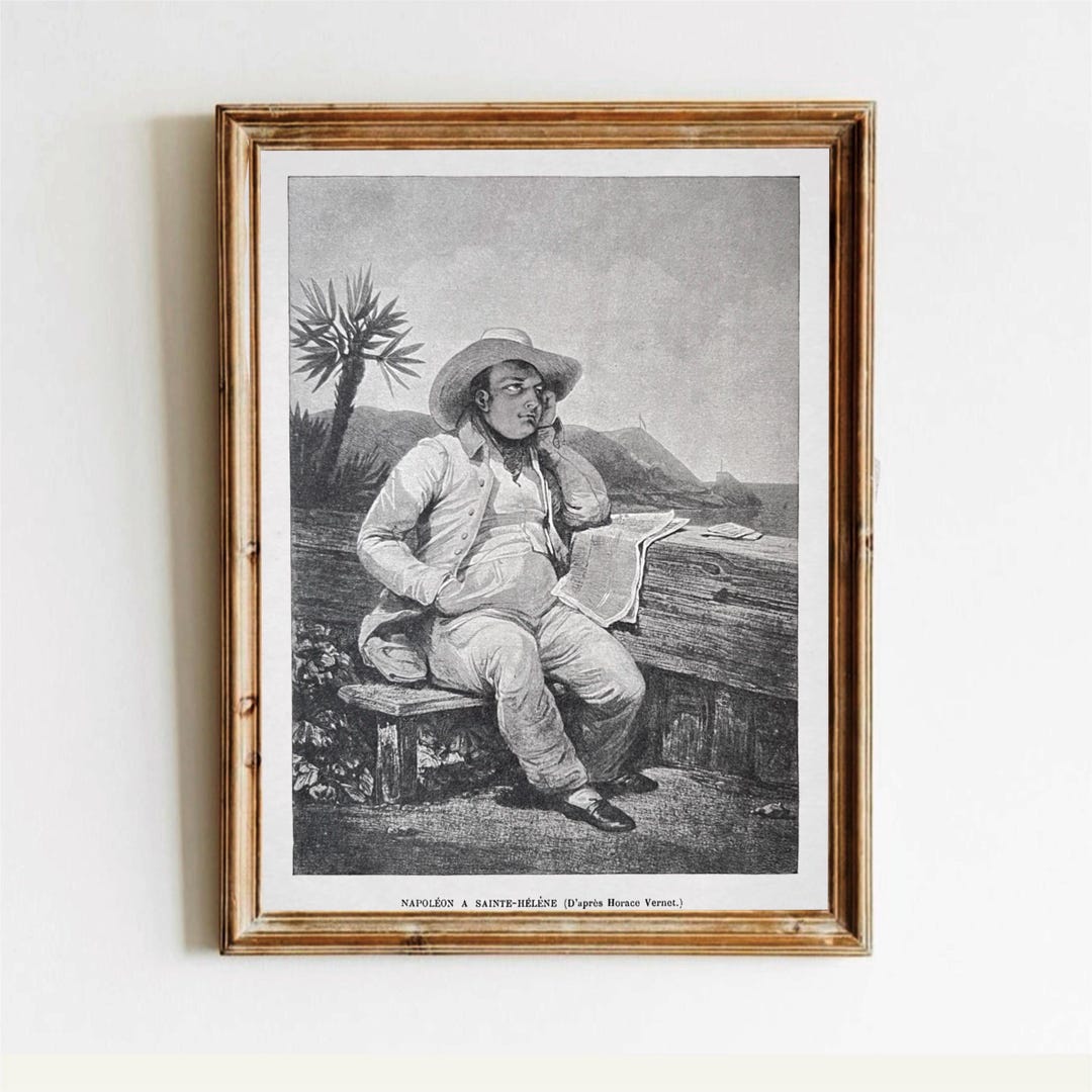 NAPOLEON/1715年 Napoleon at Saint Helena – 19th Century French Engraving After