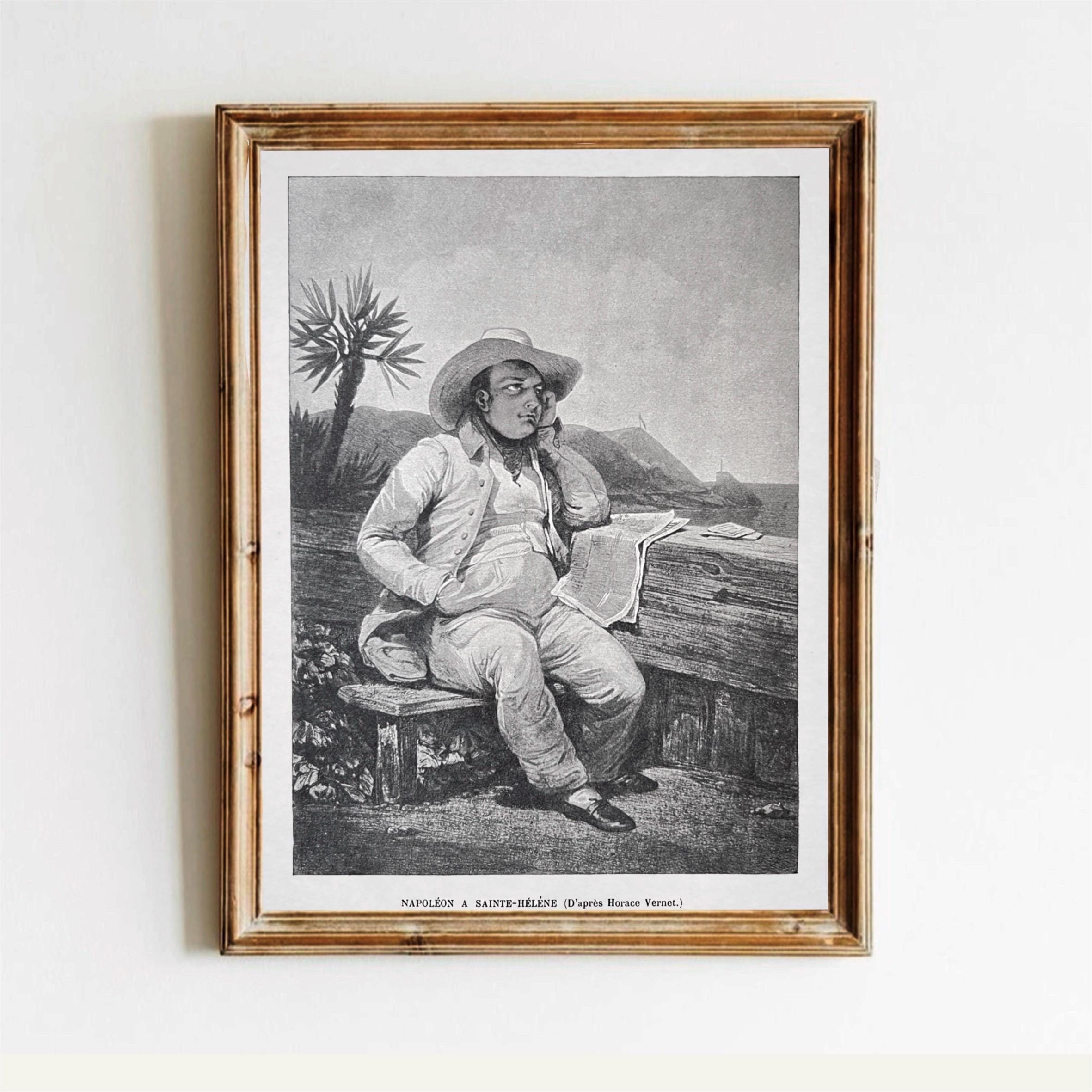 NAPOLEON/1715年 Napoleon at Saint Helena – 19th Century French Engraving After
