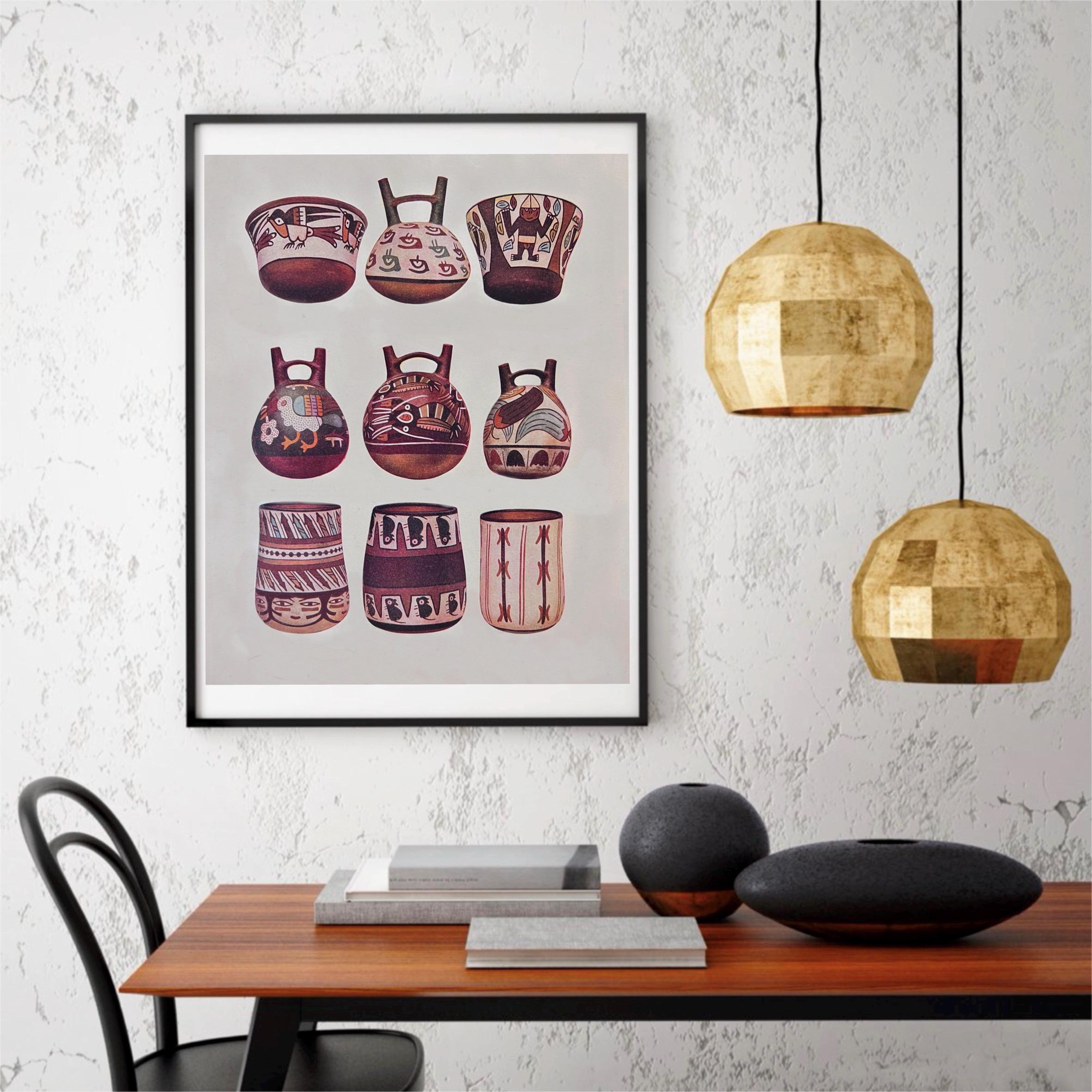 Pre-columbian Nasca Pottery – Ancient Peruvian Ceramics Illustration ...