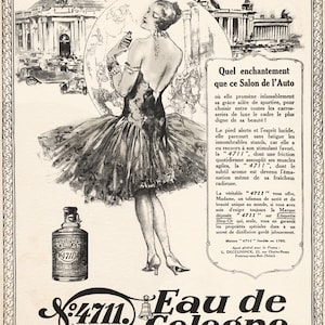 Antique French Perfume Poster – 4711 Eau de Cologne Print – 1920s Vintage Advertising Art, Paris Wall Decor Digital Download