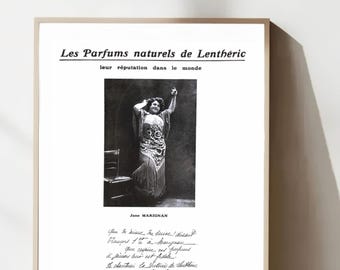 French Perfume Poster, Lenthéric Parfums Print, Vintage Fashion Illustration, Belle Époque Art, Boho Wall Art Printable