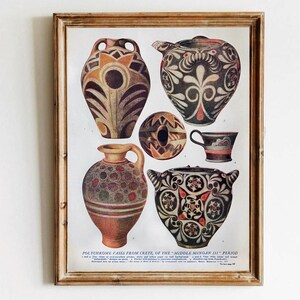 Ancient Minoan Ceramics from Crete – Polychrome Vases, Decorative Arts Print, Museum-Style Archaeological Wall Art