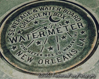 Fotografía de Nueva Orleans, impresiones de Nueva Orleans, arte de Nueva Orleans, decoración de Nueva Orleans, medidor de agua de Nueva Orleans, medidor de agua, foto del Barrio Francés