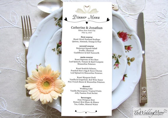 dinner menu template menu card printable wedding dinner menu etsy dinner menu card template