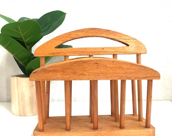 Vintage wooden  napkin holder/ farmhouse kitchen / natural wood midcentury home