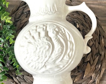 Vintage Mccoy Ceramic Water Pitcher Beige Turkey with Speckled Glazed /Farmhouse /Thanksgiving decor
