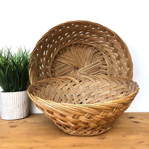 Wicker Rattan basket/ wicker bowl / boho home decor woven basket set of 2