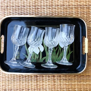 Vintage crystal cordial glasses/ Aperatif barware set of 6 made in France