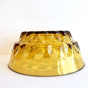 Amber thumbprint fruit/ salad  bowl midcentury home decor/ vintage glass,federal glass, indiana