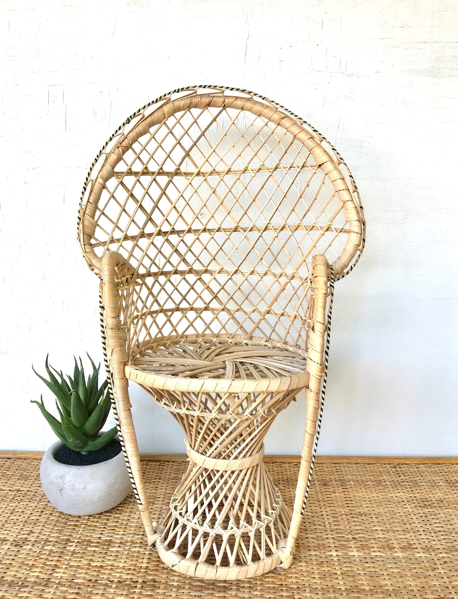 Mini Wicker Rattan Woven Peacock Chair / Doll Chair/ Boho Etsy