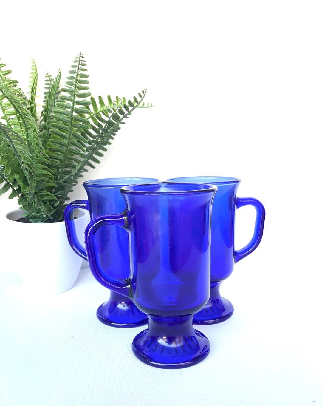 Cobalt Blue Glass Coffee Mugs by Anchor Hocking Irish Coffee Etsy