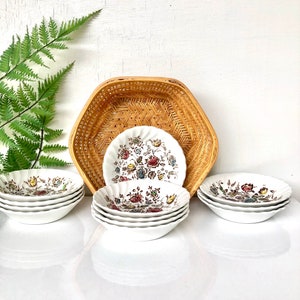Vintage berry bowls Staffordshire Bouquet small bowls made in England Johnson Bros