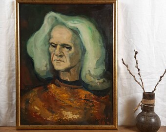 Peinture à l'huile originale, autoportrait, portrait masculin, artiste ukrainien Ogonochenko, peinture vintage, beaux-arts européens, unique en son genre