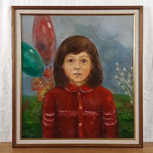 Pintura a óleo original, artista ucraniano, retrato de menina, retrato de criança, pintura vintage, belas artes europeias, único