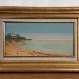 Pintura a óleo original, artista ucraniano, paisagem marinha, pintura vintage, belas artes europeias, único
