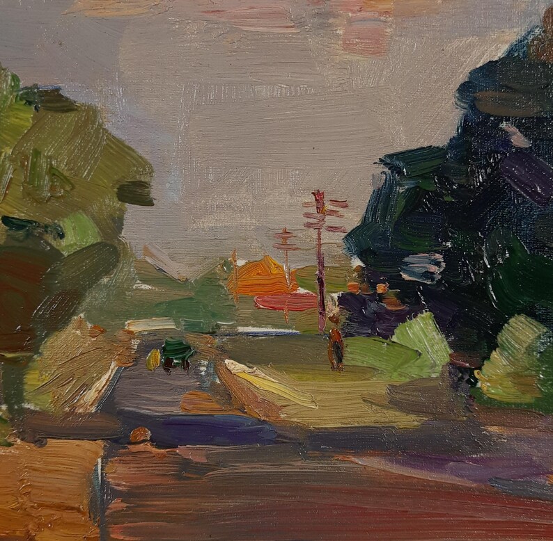Sunny Road, Oil Landscape, Original Oil Painting, Ukrainian Artist