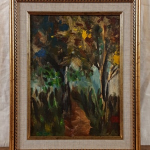 Pintura de floresta, paisagem de pista de floresta, óleo de floresta de outono, arte de parede original, pintura a óleo original, artista ucraniano