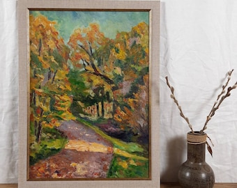 Peinture à l'huile originale, artiste ukrainien, paysage, automne, vintage, oeuvre d'art originale