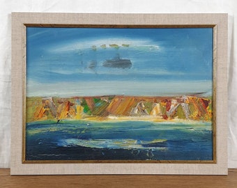 Sunny Seascape, Cliffs at Midday, Cloudscape Painting, Original Oil Painting, Ukrainian artist Yelokhov