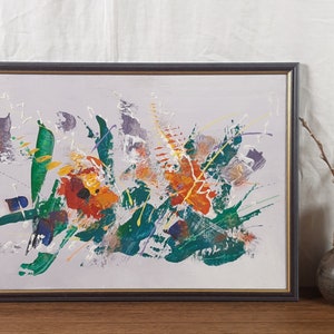 Pintura expressiva, Flores abstratas, Pintura a óleo original, Artista ucraniano