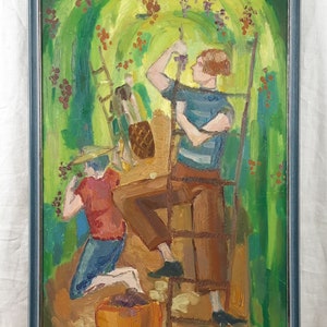Zbieracze winogron, Zbieracze winogron, Oryginalny obraz olejny, Ukraiński artysta, Jedyny w swoim rodzaju