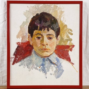Pintura a óleo original, artista ucraniano, retrato masculino, belas artes europeias, único